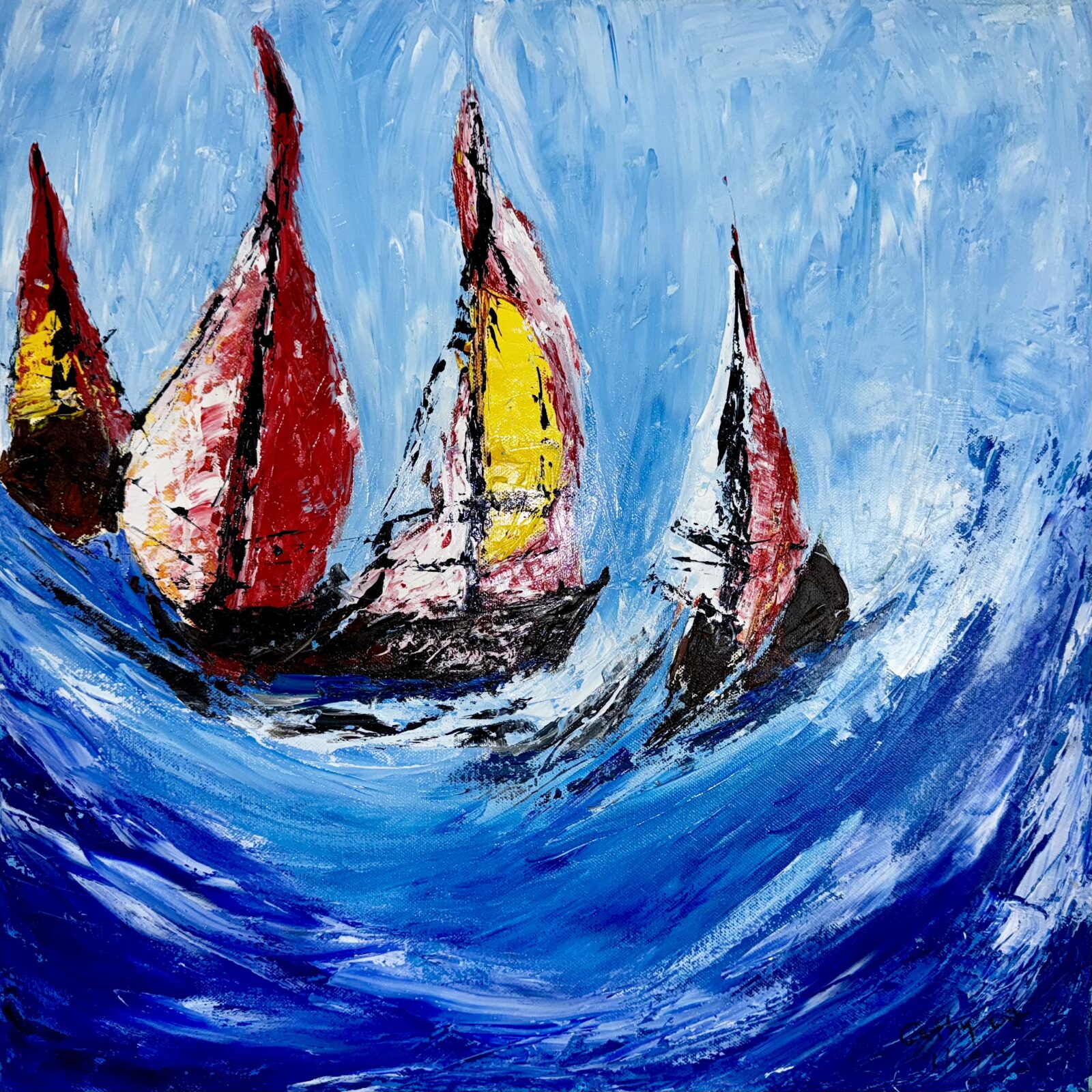 Racing the Wild Atlantic Wave Original Art - Galway Art